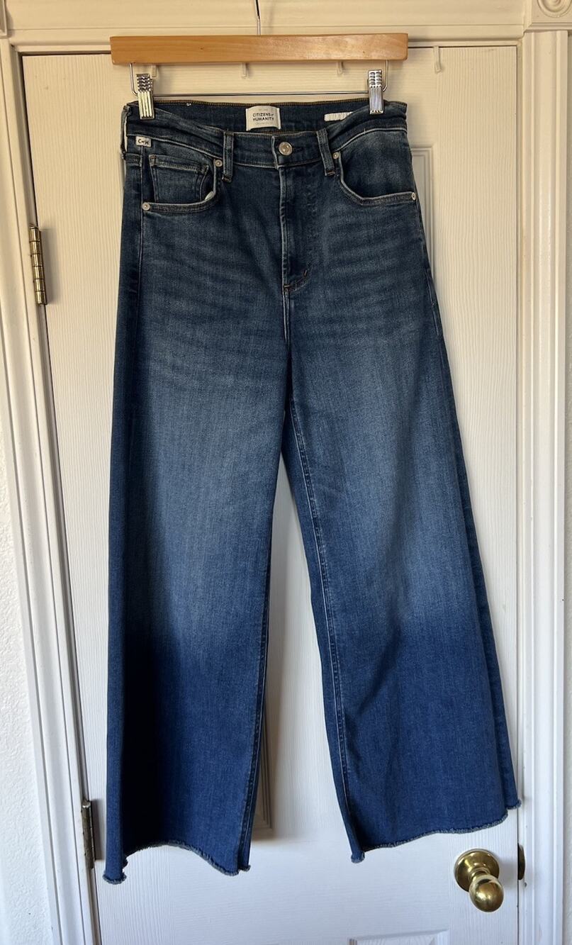Citizens of Humanity Lyra Wide Leg Crop Raw Hem Size 25